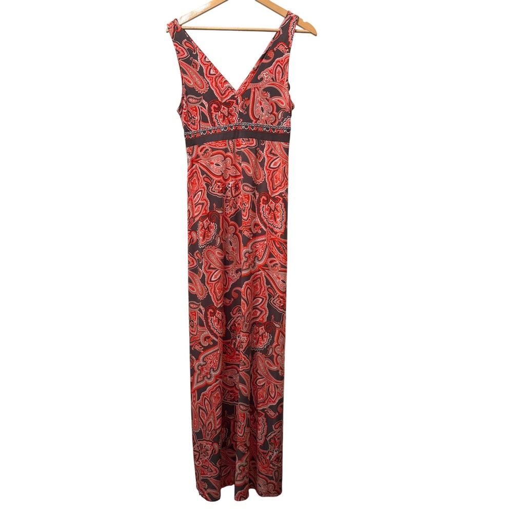Y2K INC Maxi Dress Paisley Boho Red Grey Size Medium - Picture 4 of 5